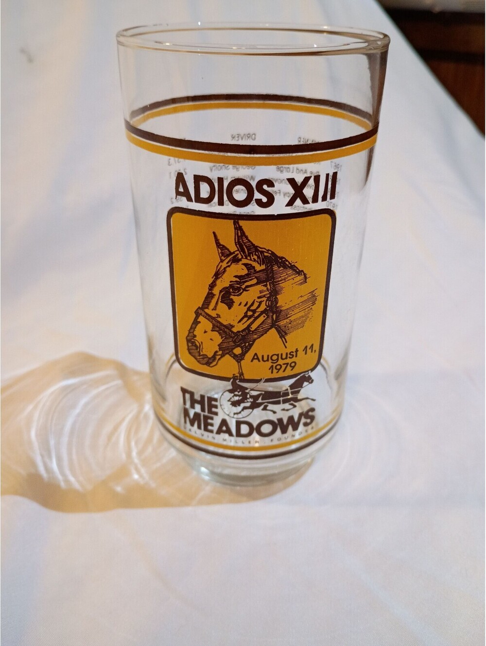 Vintage Adios XIII The Meadows Racing Commemorative Glass 1979